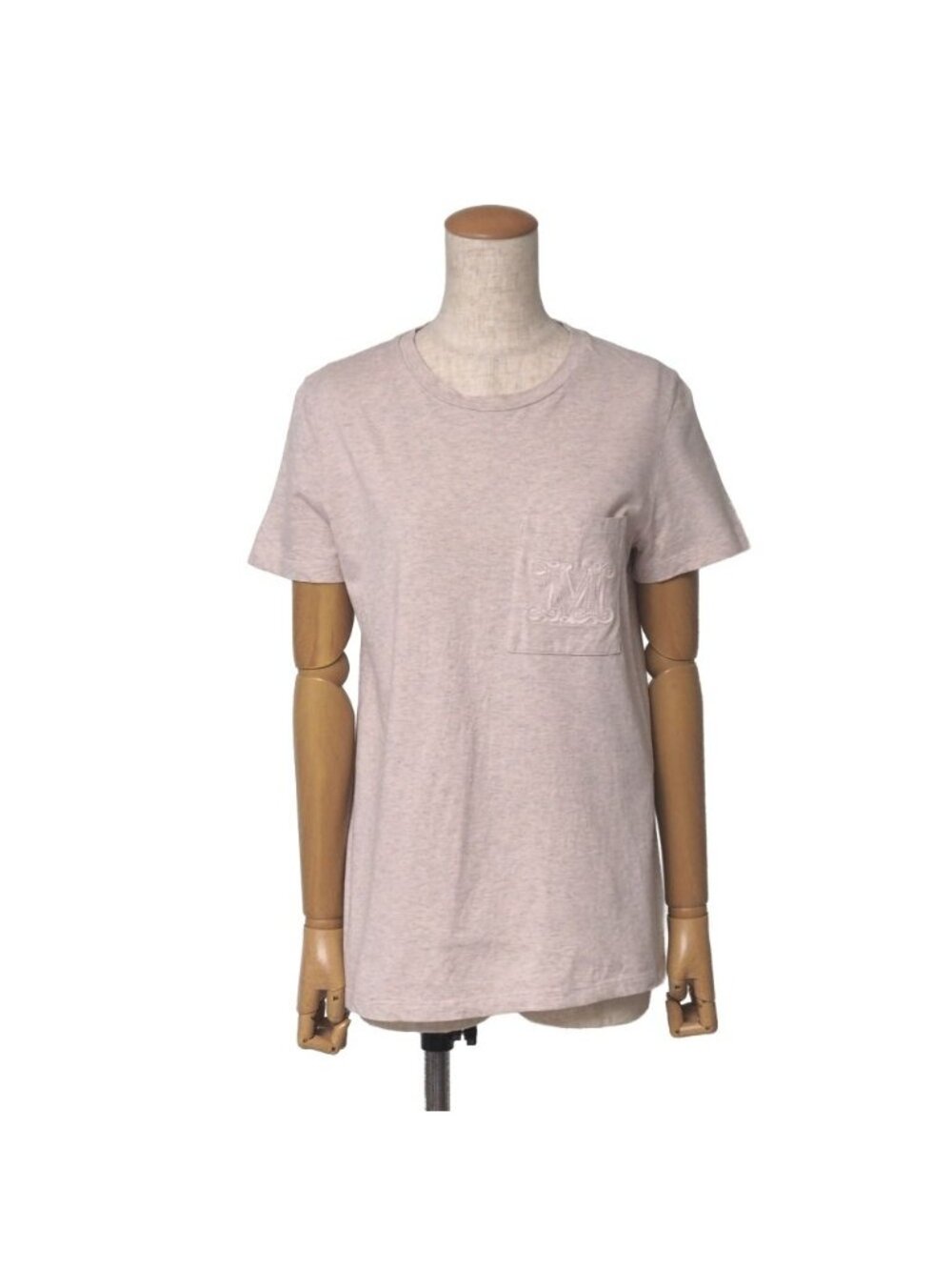 Max Mara Short Sleeve T-Shirt M Logo Embroidery Crew Neck Pocket S